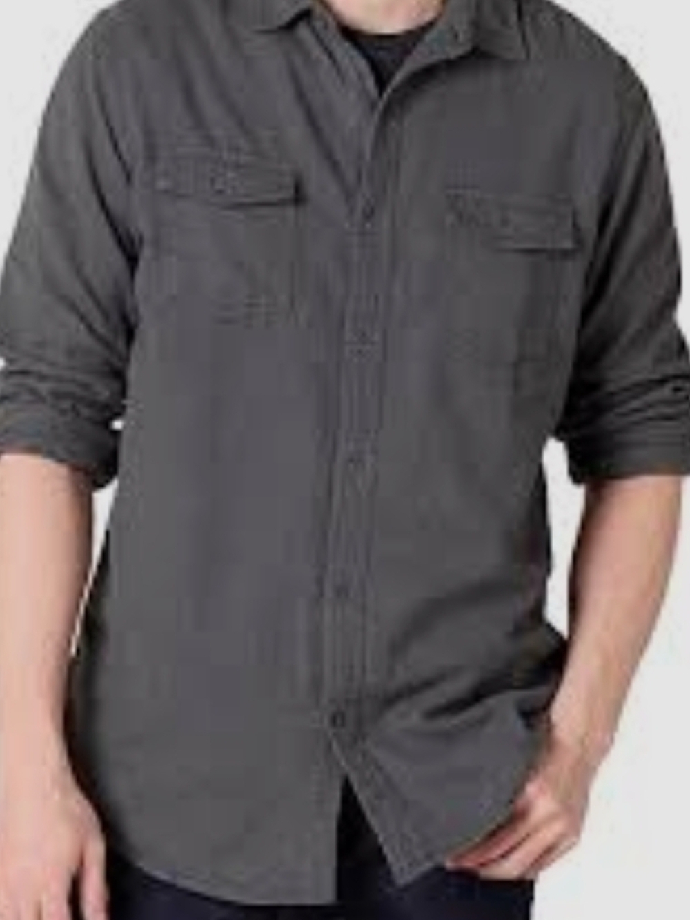 Amazon Essentials Men's Dark Gray Long-Sleeve Button-Down Shirt